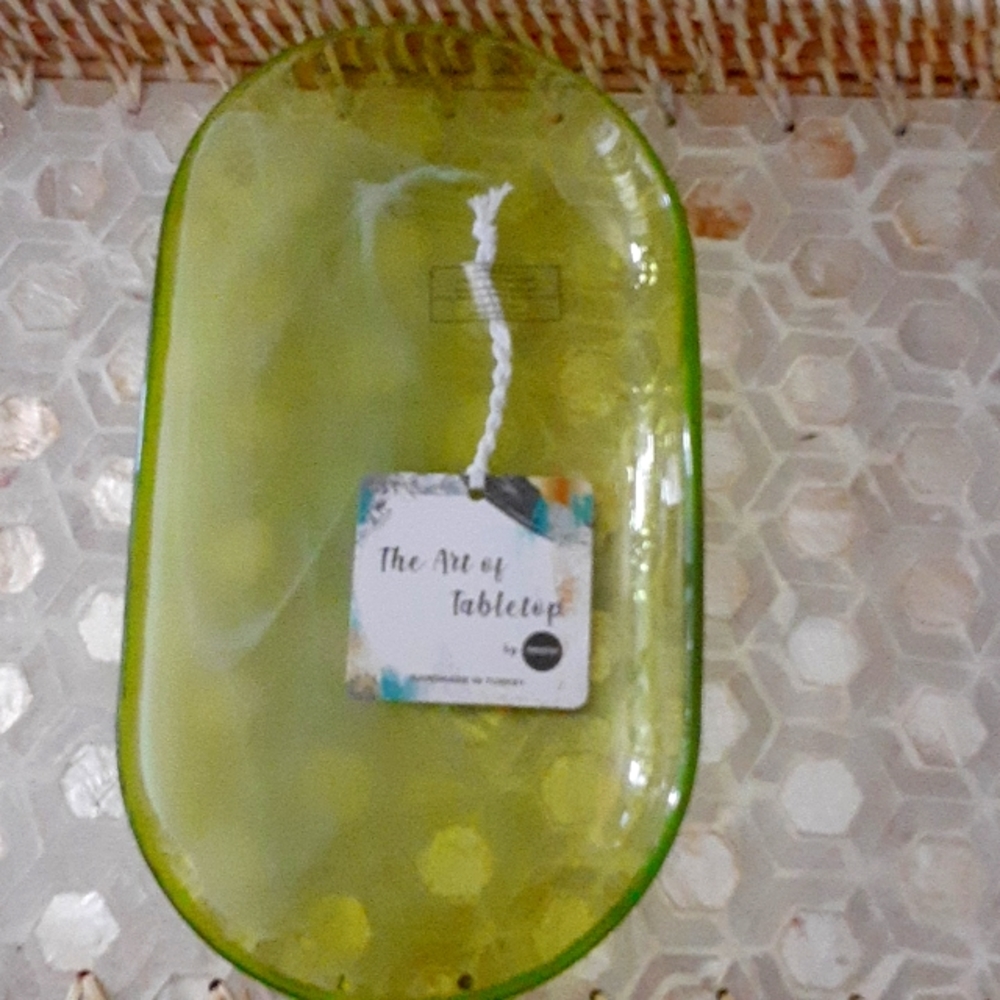 Green Glass Swirl Platter/Trinkets Tray